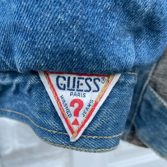 Vintage Guess Marciano Back To The Future Guess 2 Tone Denim Jean Leather Jacket - Picture 3 of 5